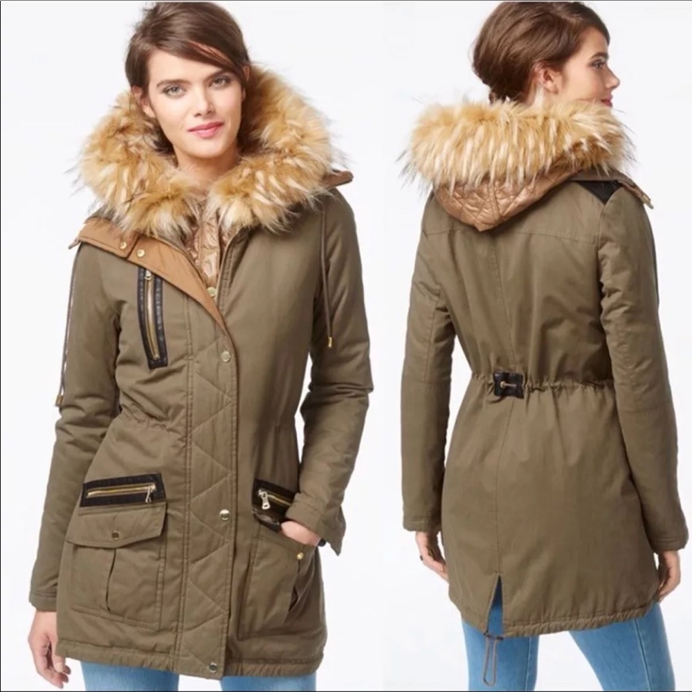 GUESS Women Faux-Fur-Trim Hooded Jacket
